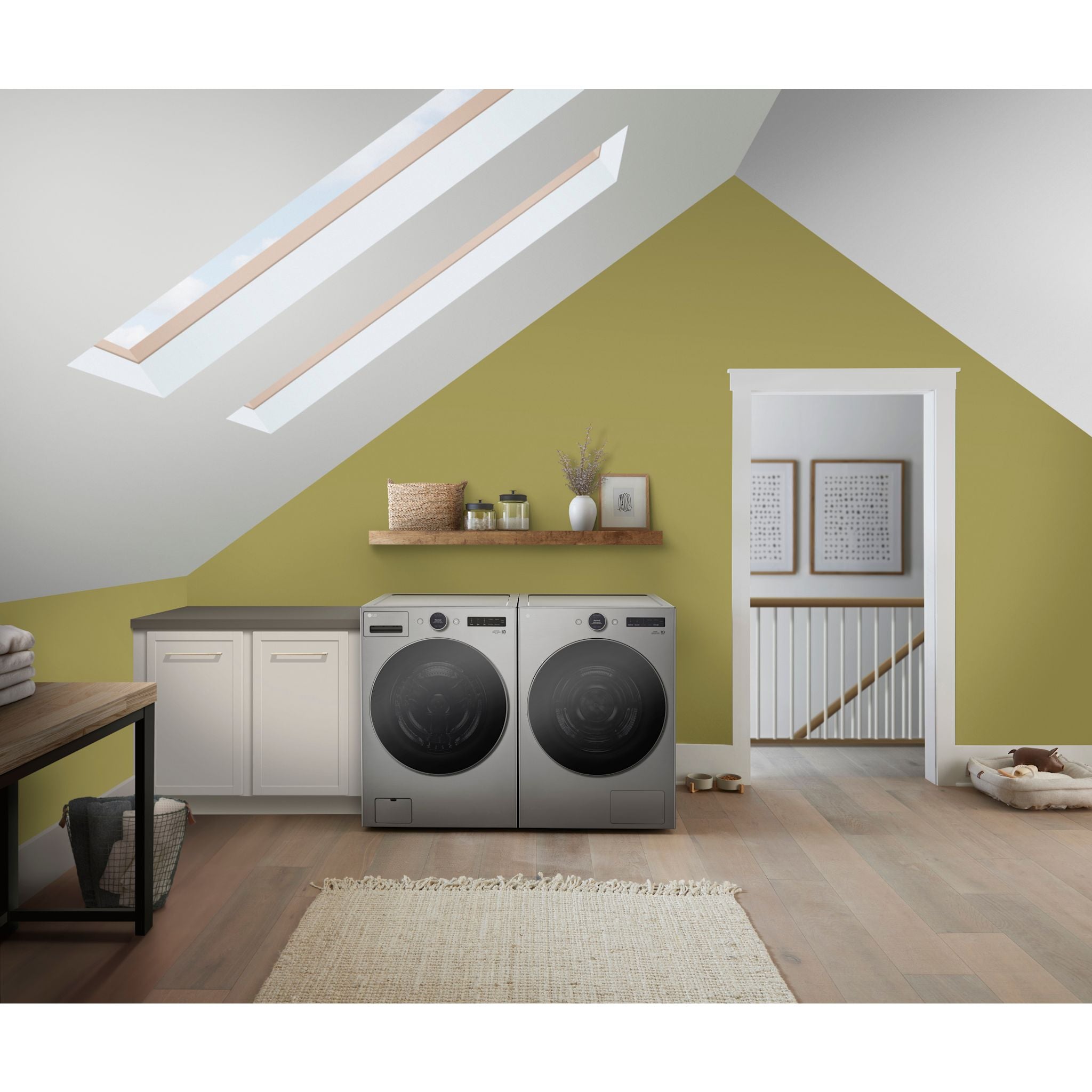 Paire de réfrigérateurs à chargement frontal LG (WM5500HVA-DLHC5502) - Acier gris