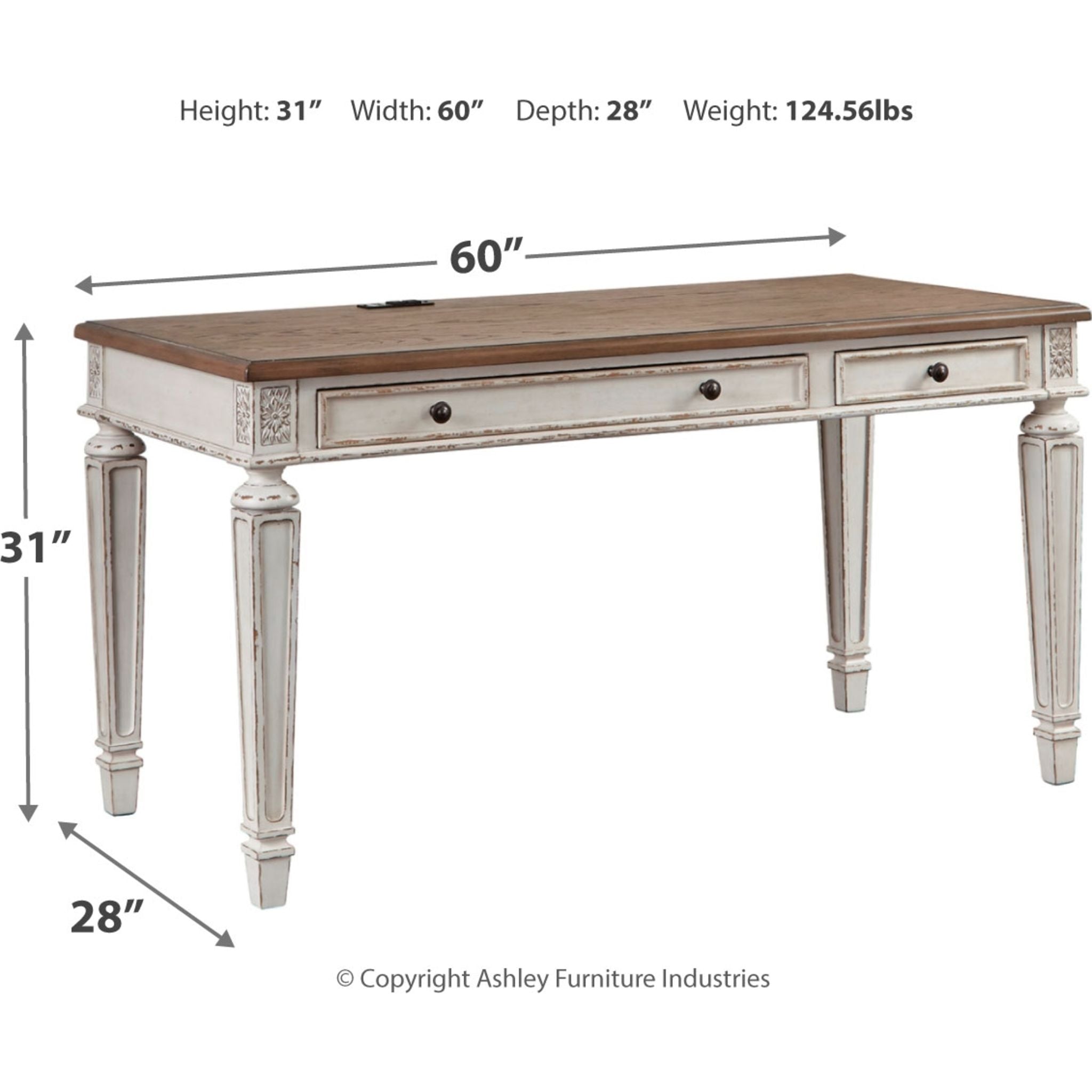 Bureau Realyn - Blanc/Marron