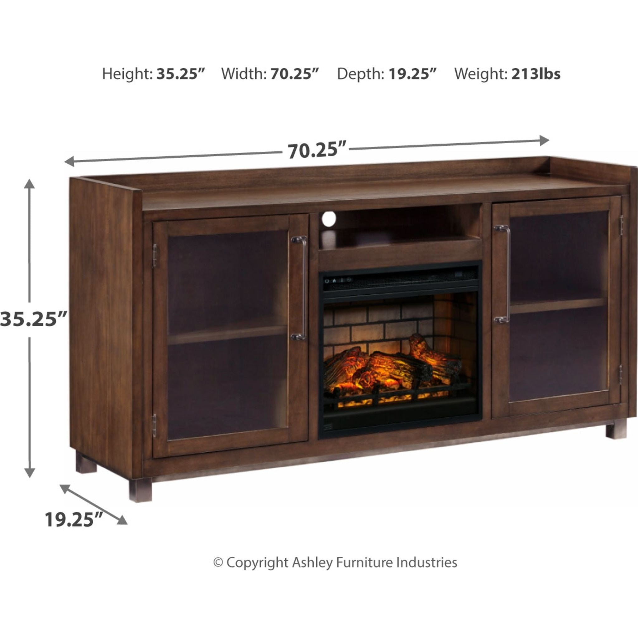 Meuble TV Starmore avec cheminée - Marron