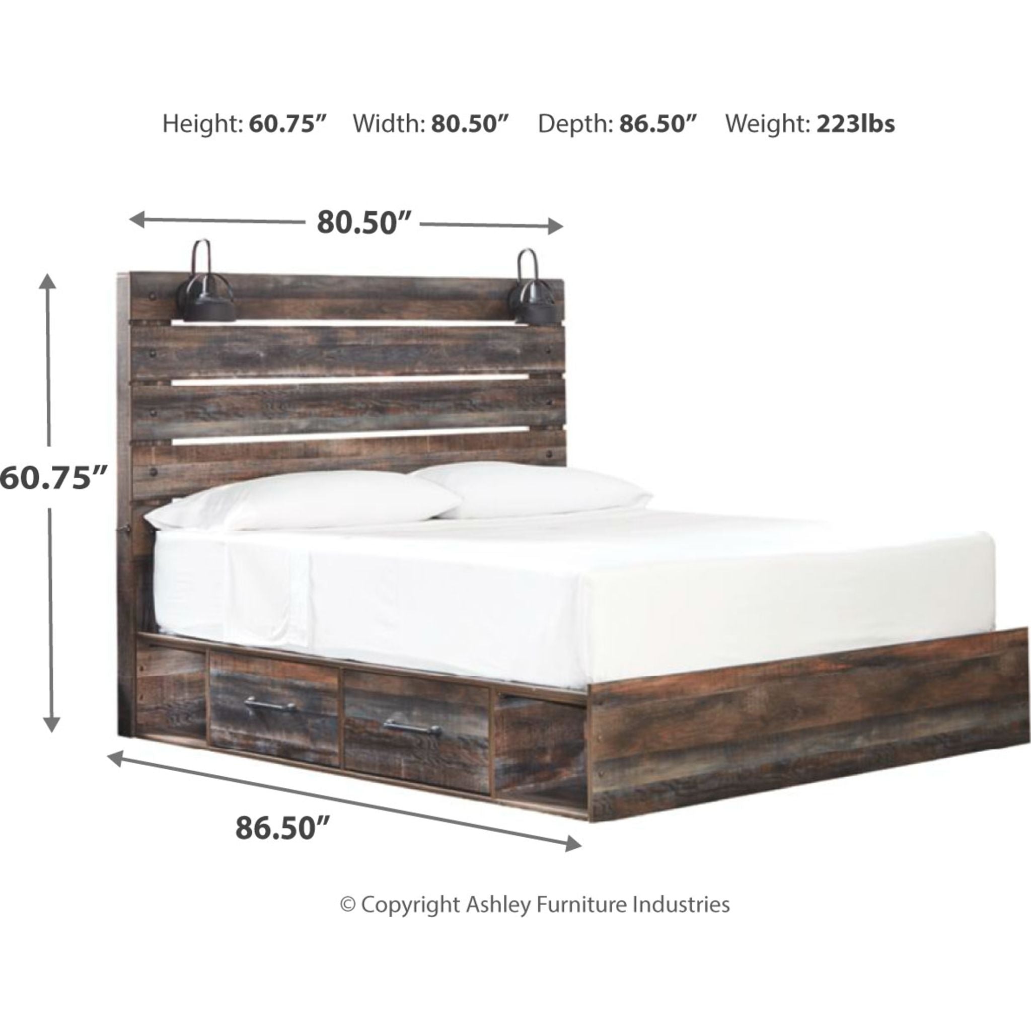 Chambre à coucher avec rangement Drystan 5 pièces pour très grand lit - Multi