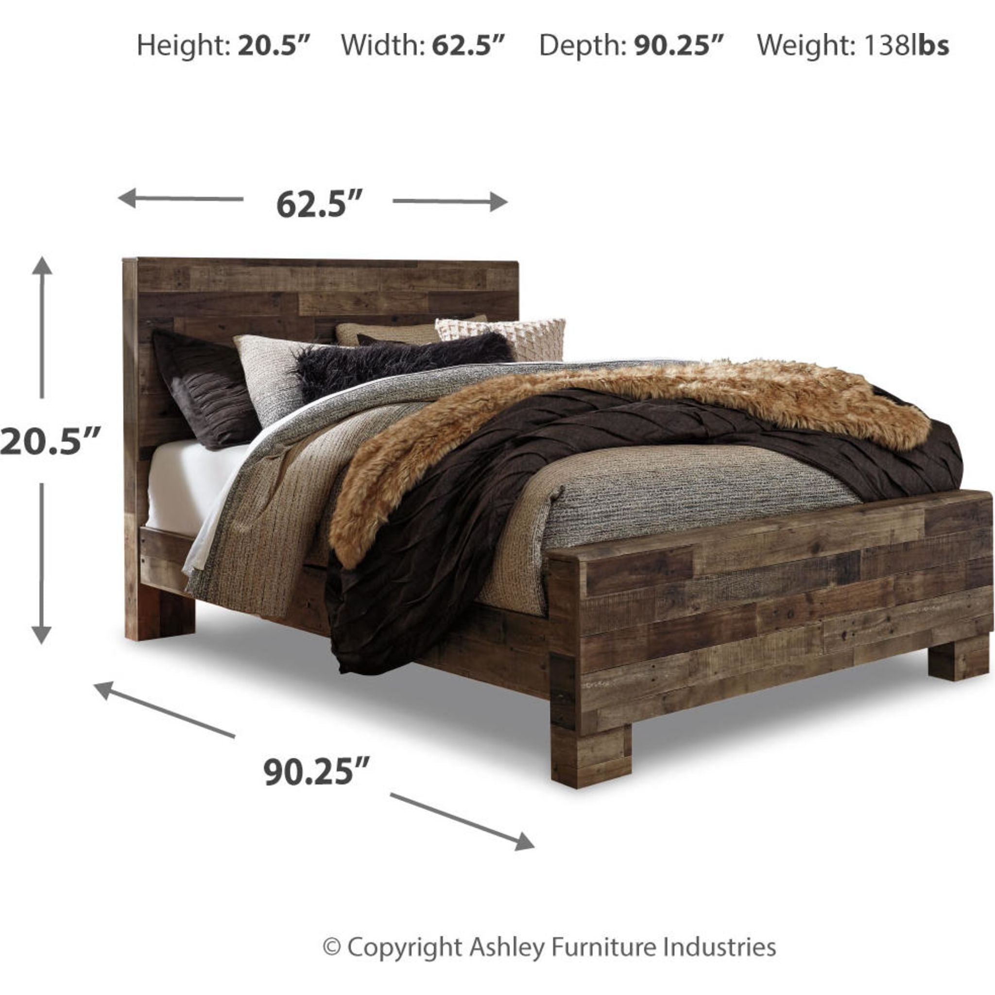 Lit à panneaux Derekson - Gris multicolore