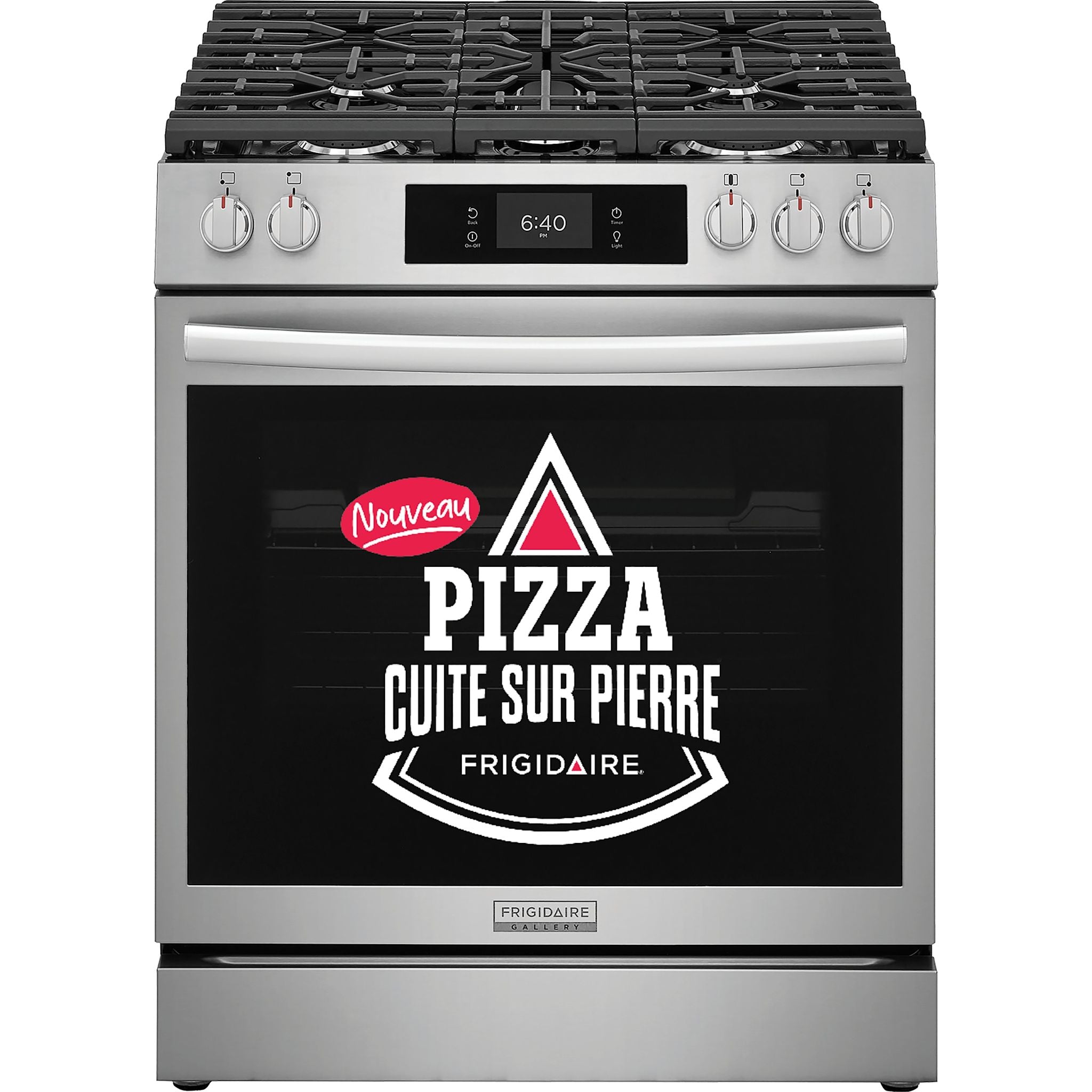 Cuisinière à gaz Frigidaire Gallery de 30 po avec commandes frontales et four à pizza sur pierre – Acier inoxydable (GCFG3070BF)