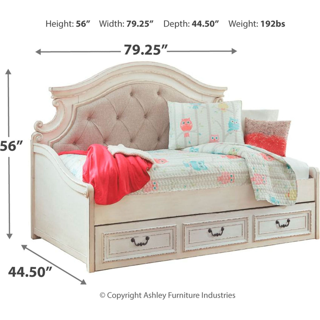 Lit de repos double Realyn - Blanc écaillé