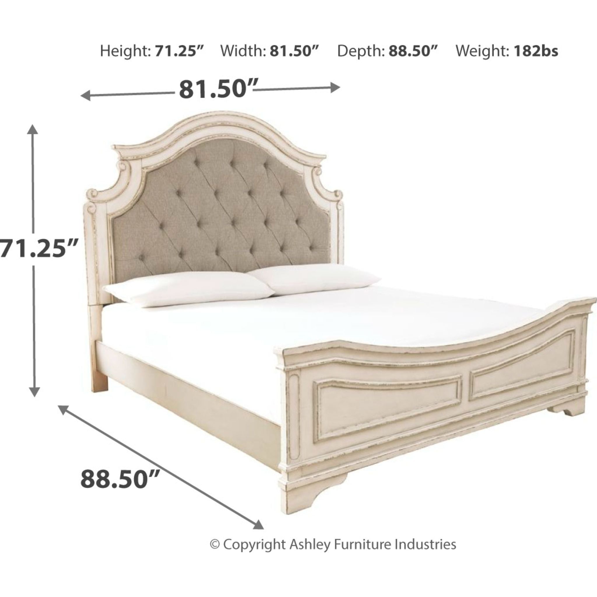 Chambre à coucher Realyn 5 pièces avec lit king size - Blanc écaillé