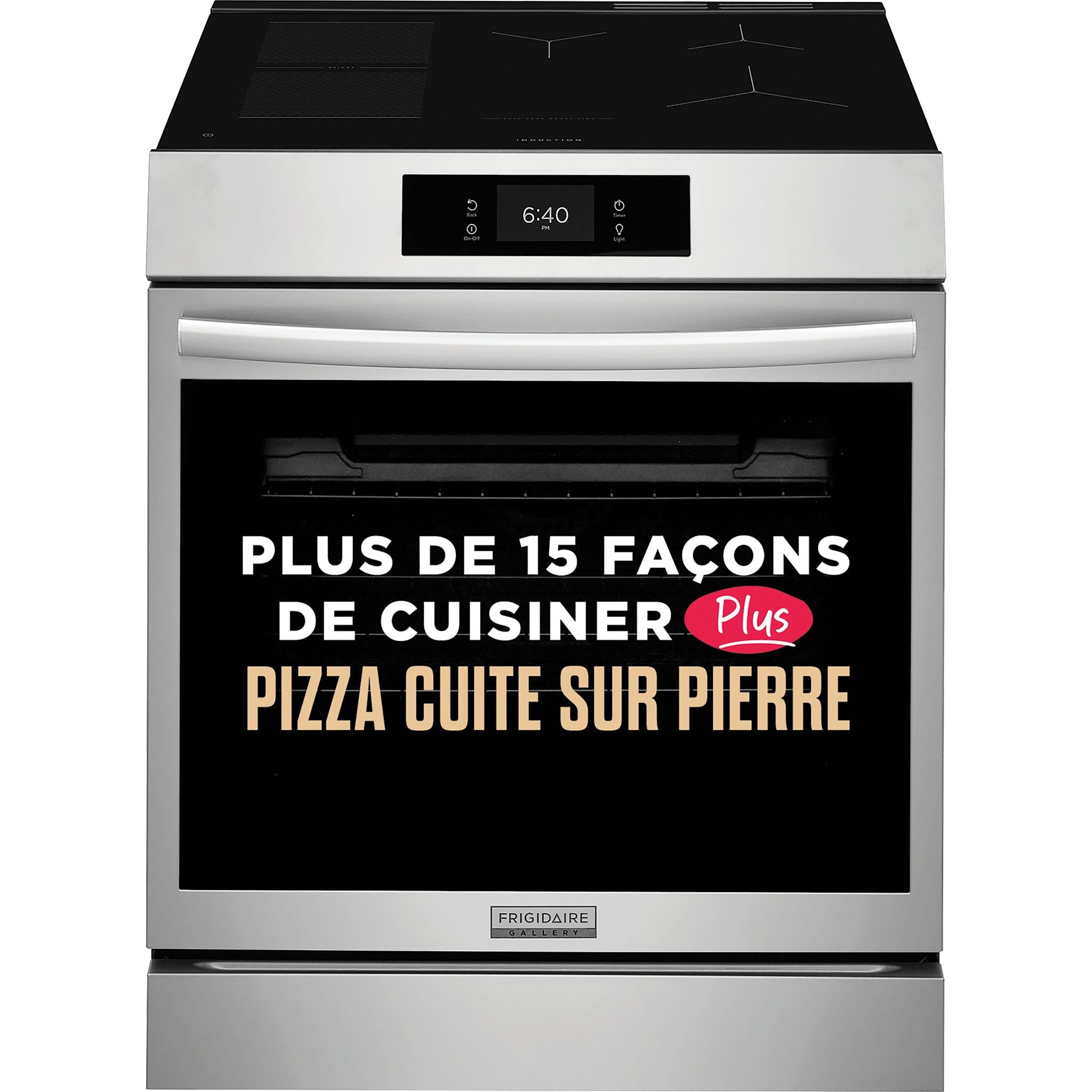 Cuisinière à induction Frigidaire Gallery de 30 po avec commandes frontales et four à pizza sur pierre – Acier inoxydable (GCFI307CBF)