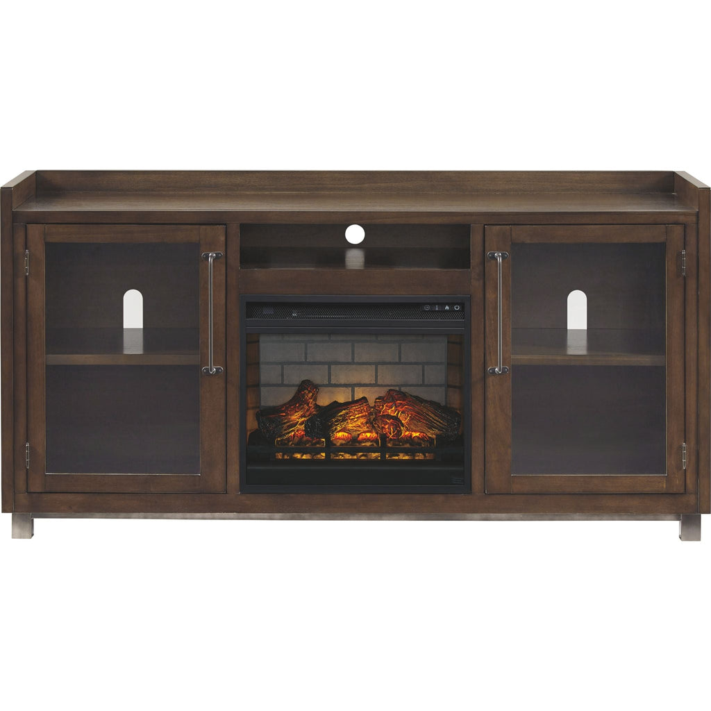 Meuble TV Starmore avec cheminée - Marron