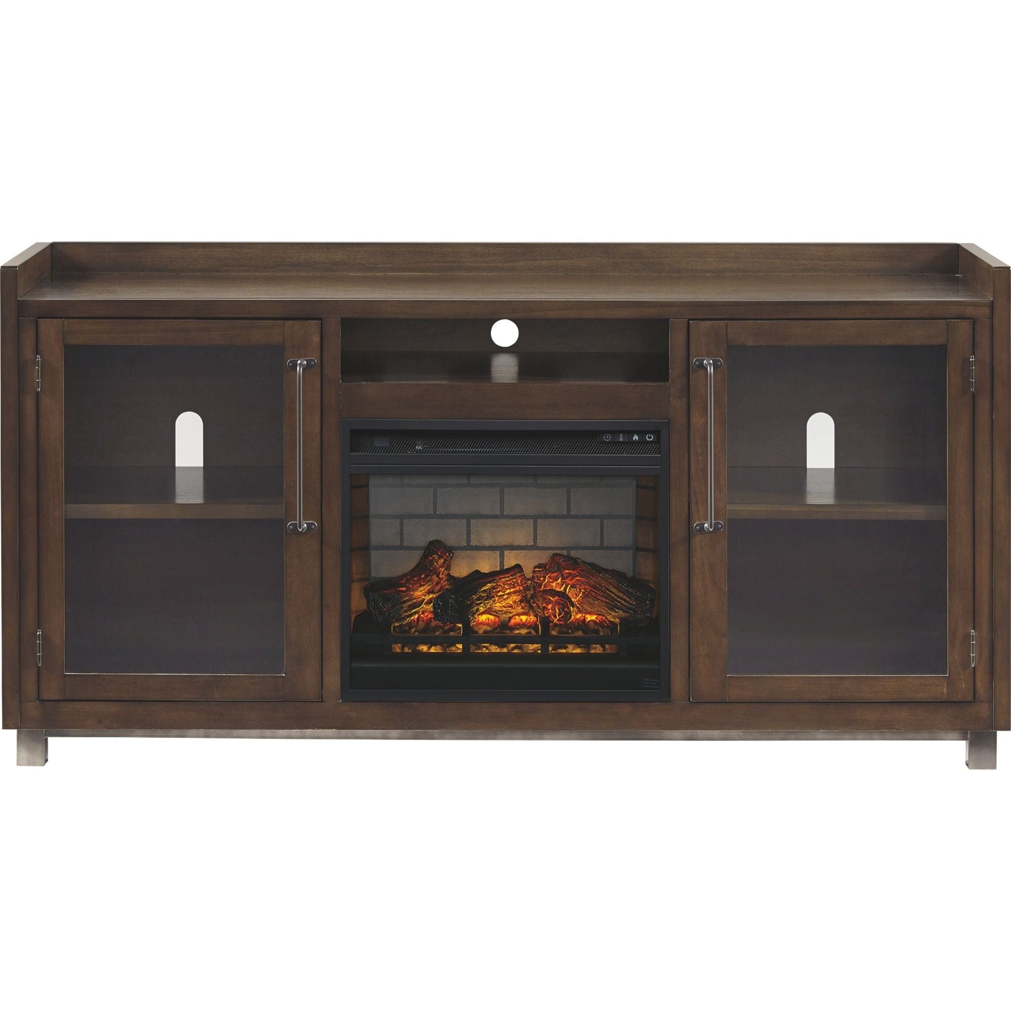 Meuble TV Starmore avec cheminée - Marron